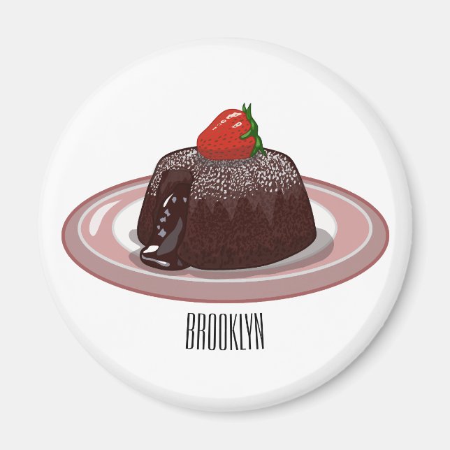Chocolate lava cake cartoon illustration  magnet (Front)