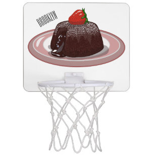 Chocolate lava cake cartoon illustration mini basketball hoop