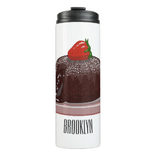 Chocolate lava cake cartoon illustration  thermal tumbler