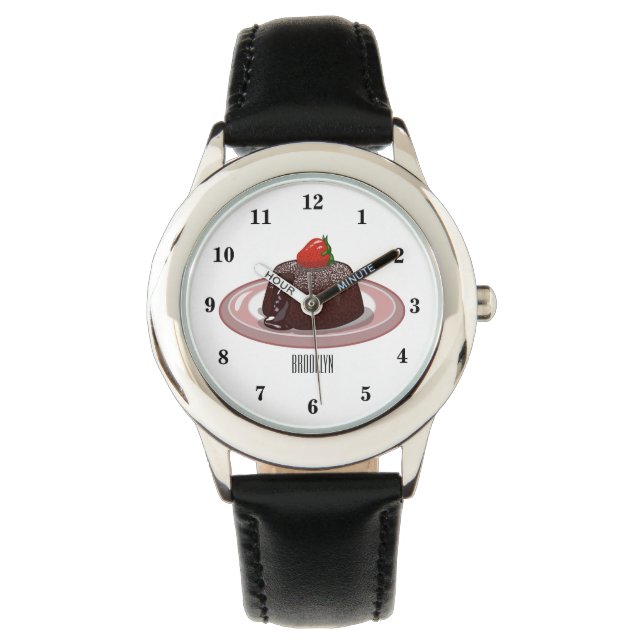 Chocolate lava cake cartoon illustration watch (Front)