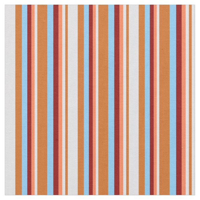 Chocolate, Lavender, Coral, Red & Light Sky Blue Fabric (Close Up)
