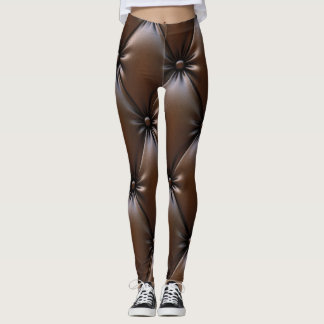 Chocolate Leather: Luxurious Upholstery Texture Leggings