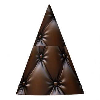 Chocolate Leather: Luxurious Upholstery Texture Party Hat