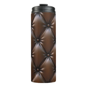 Chocolate Leather: Luxurious Upholstery Texture Thermal Tumbler
