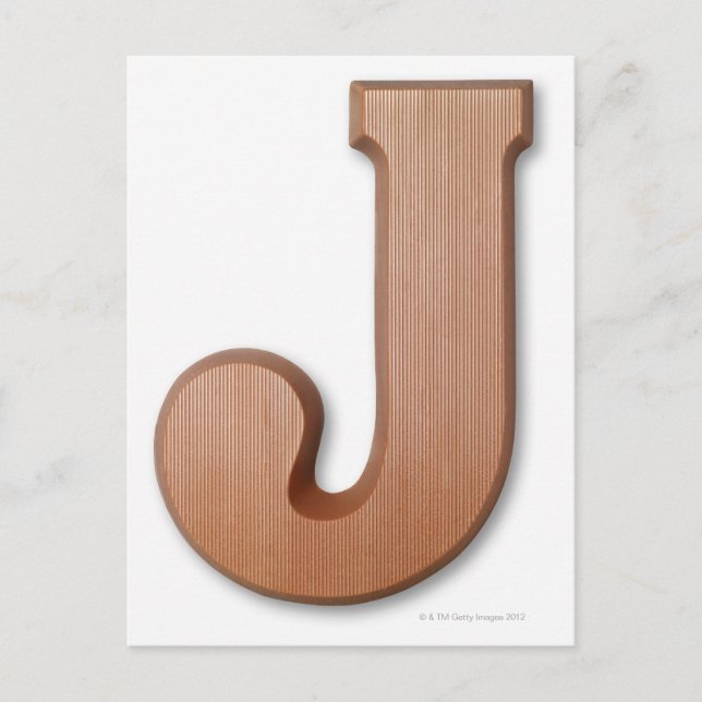 Chocolate letter j postcard (Front)