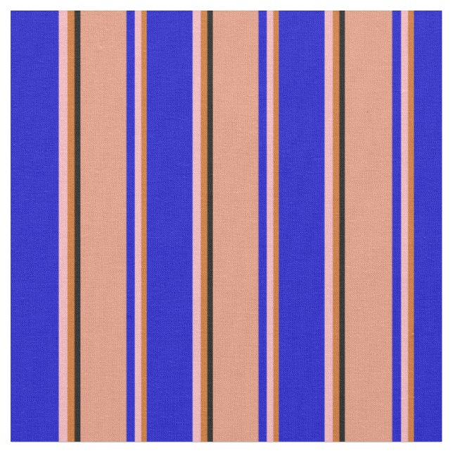 Chocolate, Light Pink, Blue, Dark Salmon & Black Fabric (Close Up)