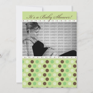 Chocolate Lime Dots Baby Shower Invitation
