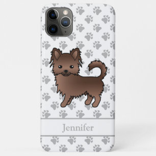 Chocolate Long Coat Chihuahua Cartoon Dog & Name iPhone 11 Pro Max Case