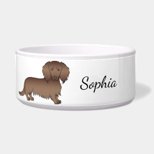 Chocolate Long Hair Dachshund Cartoon Dog & Name