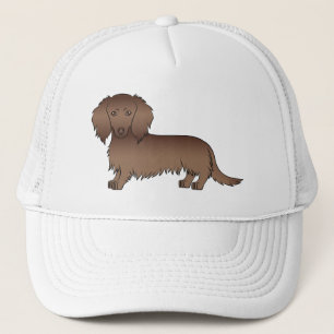 Chocolate Long Hair Dachshund Cute Cartoon Dog Trucker Hat