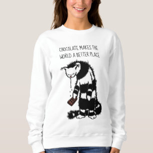 Chocolate Lover Design - Funny Cat Character Sweatshirt