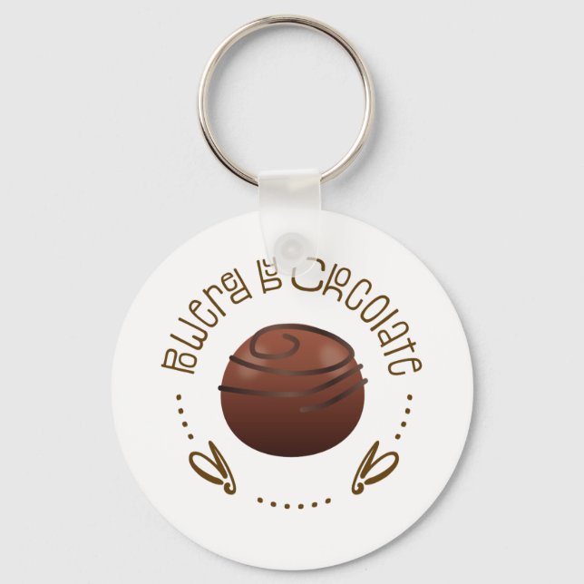 Chocolate Lover Gift, Funny Chocoholic Sayings Key Ring (Front)