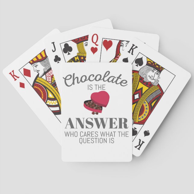 Chocolate Lover Quote Gift Chocolate Is The Answer Playing Cards (Back)