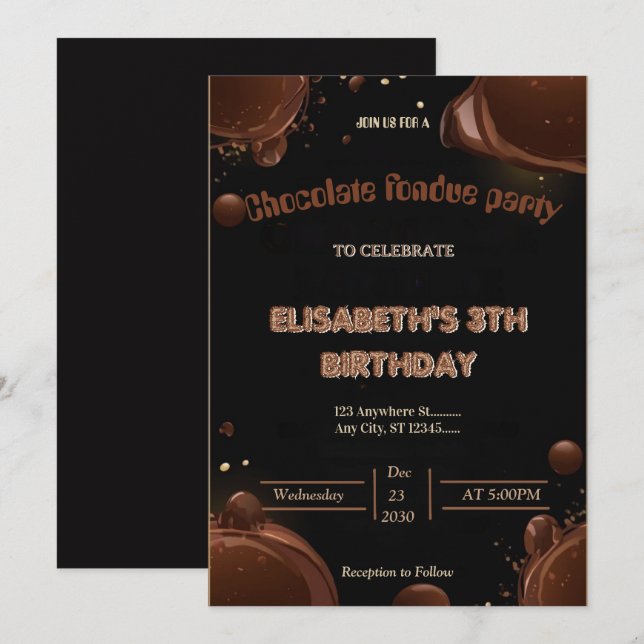 Chocolate Lovers Fondue Party Invitation (Front/Back)