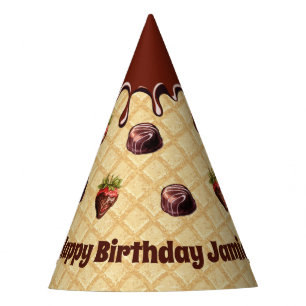 Chocolate lover's paper hat, Chocolate strawberry Party Hat