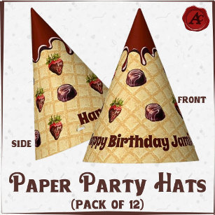 Chocolate lover's paper hat, Chocolate strawberry Party Hat