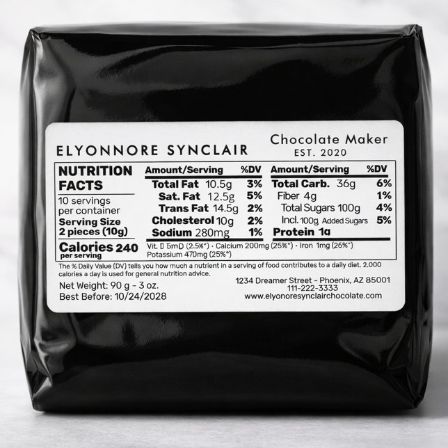 Chocolate Maker Nutrition Facts Packaging (Creator Uploaded)