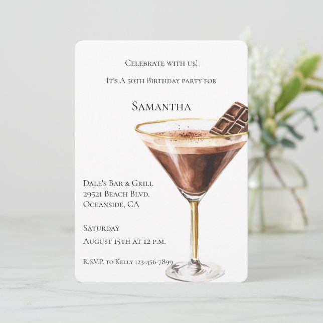 Chocolate Martini Birthday   Invitation (Standing Front)