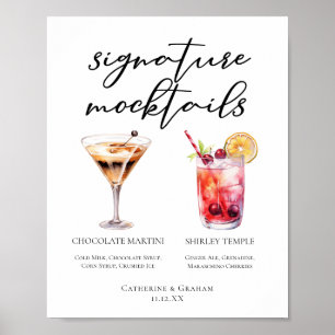 Chocolate Martini Shirley Temple Mocktails Menu Poster