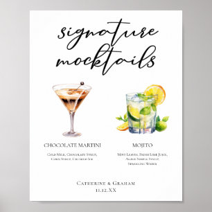 Chocolate Martini Virgin Mojito Mocktails Menu Poster
