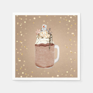 Chocolate Mason Jar Milkshake Christmas Party Napkin