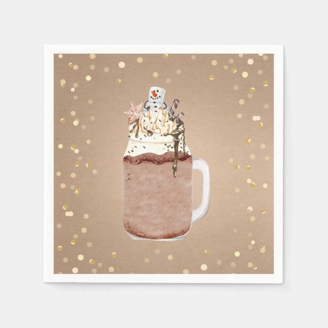 Chocolate Mason Jar Milkshake Christmas Party Napkin (Front)