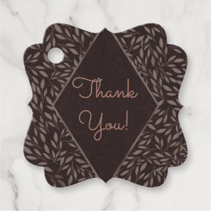 Chocolate Mauve Pink Leaves Botanical Wedding Favour Tags