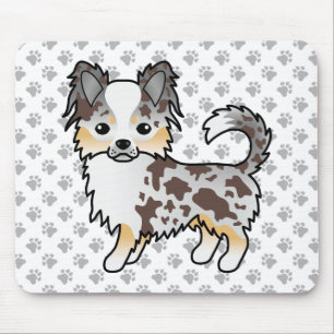 Chocolate Merle Long Coat Chihuahua Dog & Paws Mouse Mat