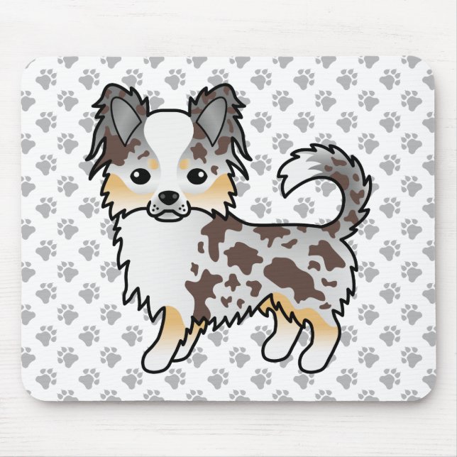 Chocolate Merle Long Coat Chihuahua Dog & Paws Mouse Mat (Front)