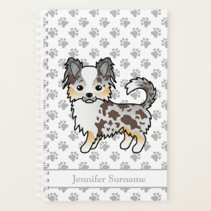 Chocolate Merle Long Coat Chihuahua Dog & Text Planner