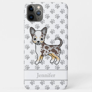 Chocolate Merle Smooth Coat Chihuahua Dog & Name iPhone 11 Pro Max Case