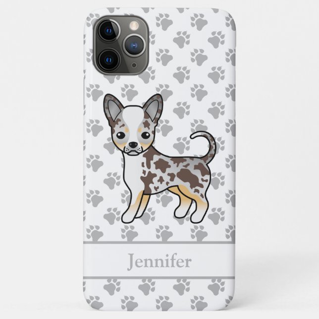 Chocolate Merle Smooth Coat Chihuahua Dog & Name Case-Mate iPhone Case (Back)