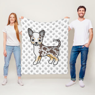Chocolate Merle Smooth Coat Chihuahua Dog & Paws Fleece Blanket