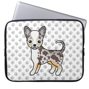 Chocolate Merle Smooth Coat Chihuahua Dog & Paws Laptop Sleeve