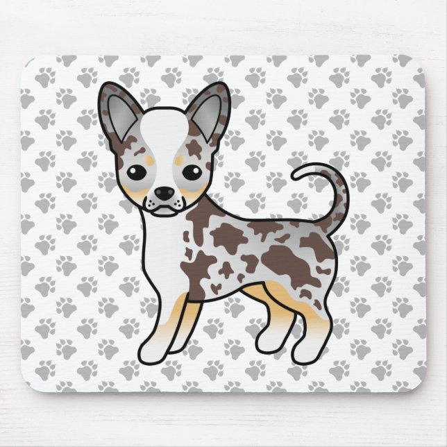 Chocolate Merle Smooth Coat Chihuahua Dog & Paws Mouse Mat (Front)