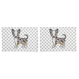 Chocolate Merle Smooth Coat Chihuahua Dog & Paws Pillowcase