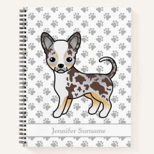 Chocolate Merle Smooth Coat Chihuahua Dog & Text Notebook