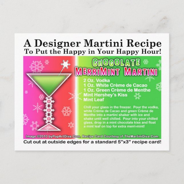 Chocolate MerriMint Christmas Martini Recipe Postc Postcard (Front)