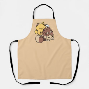 Chocolate Milk Sipping on Bliss – Kawaii Cat Food Apron