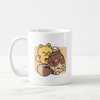 Chocolate Milk Sipping on Bliss – Kawaii Cat Food Coffee Mug