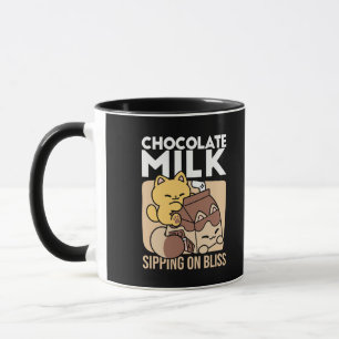 Chocolate Milk Sipping on Bliss – Kawaii Cat Food  Mug