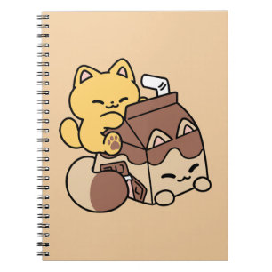 Chocolate Milk Sipping on Bliss – Kawaii Cat Food Notebook