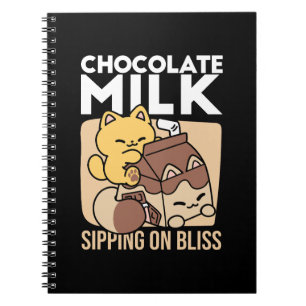 Chocolate Milk Sipping on Bliss – Kawaii Cat Food Notebook