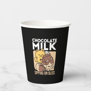 Chocolate Milk Sipping on Bliss – Kawaii Cat Food  Paper Cups