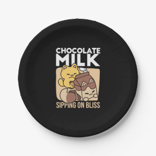 Chocolate Milk Sipping on Bliss – Kawaii Cat Food  Paper Plate