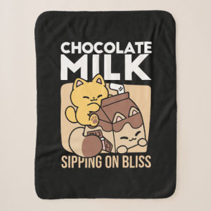 Chocolate Milk Sipping on Bliss – Kawaii Cat Food  Sherpa Blanket