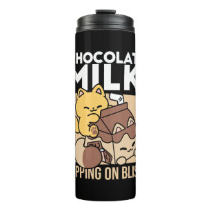 Chocolate Milk Sipping on Bliss – Kawaii Cat Food  Thermal Tumbler