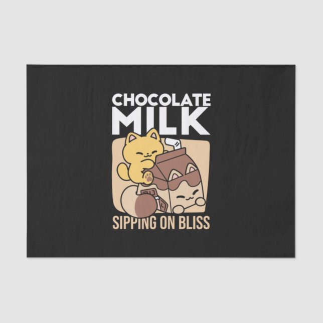 Chocolate Milk Sipping on Bliss – Kawaii Cat Food  Tissue Paper (Front)
