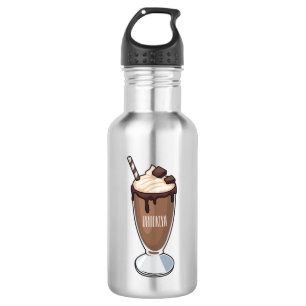 Chocolate milkshake cartoon illustration 532 ml water bottle