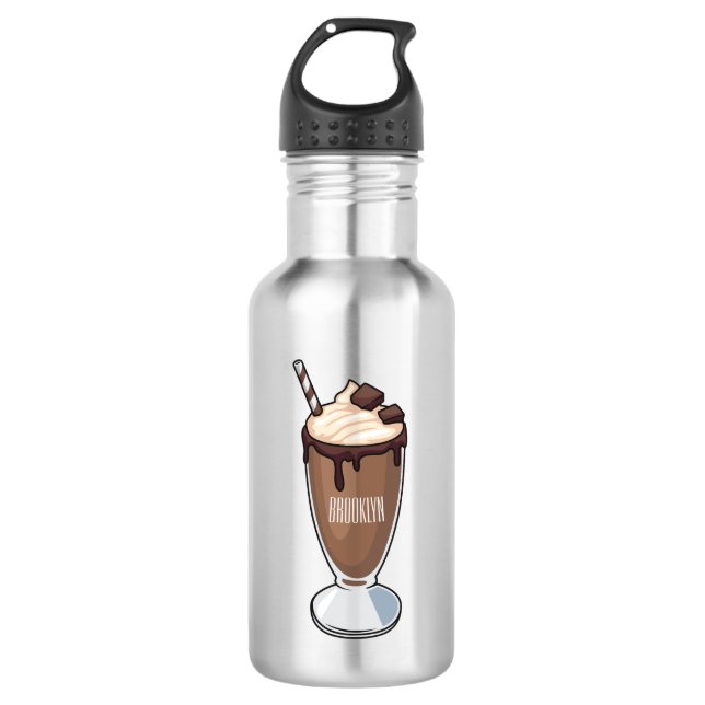 Chocolate milkshake cartoon illustration  532 ml water bottle (Front)